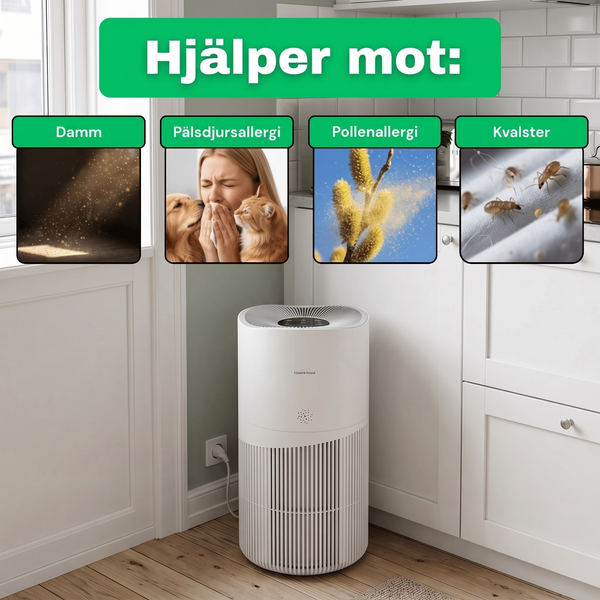 SE: CleanFriend AirFlow70™ luftrenare hjälper mot damm, pälsdjursallergi, pollen och kvalster