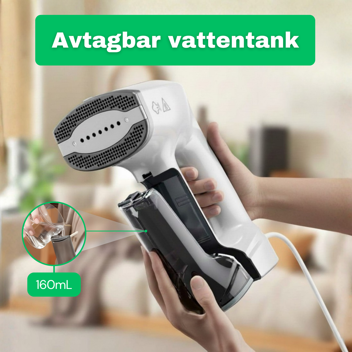 SE: Avtagbar vattentank på 160 ml till CleanFriend Steamy™ steamer