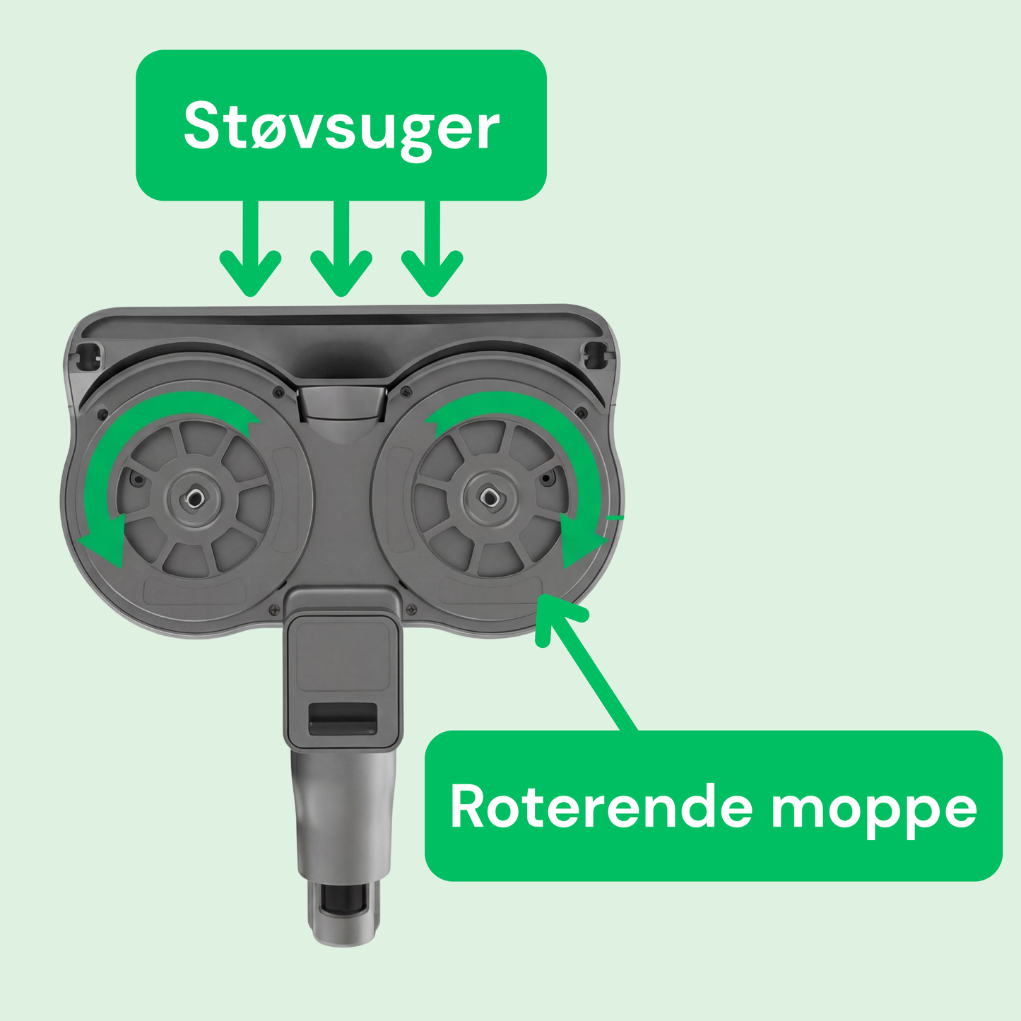CleanFriend Flow™ moppeudvidelse – monteret på støvsugeren