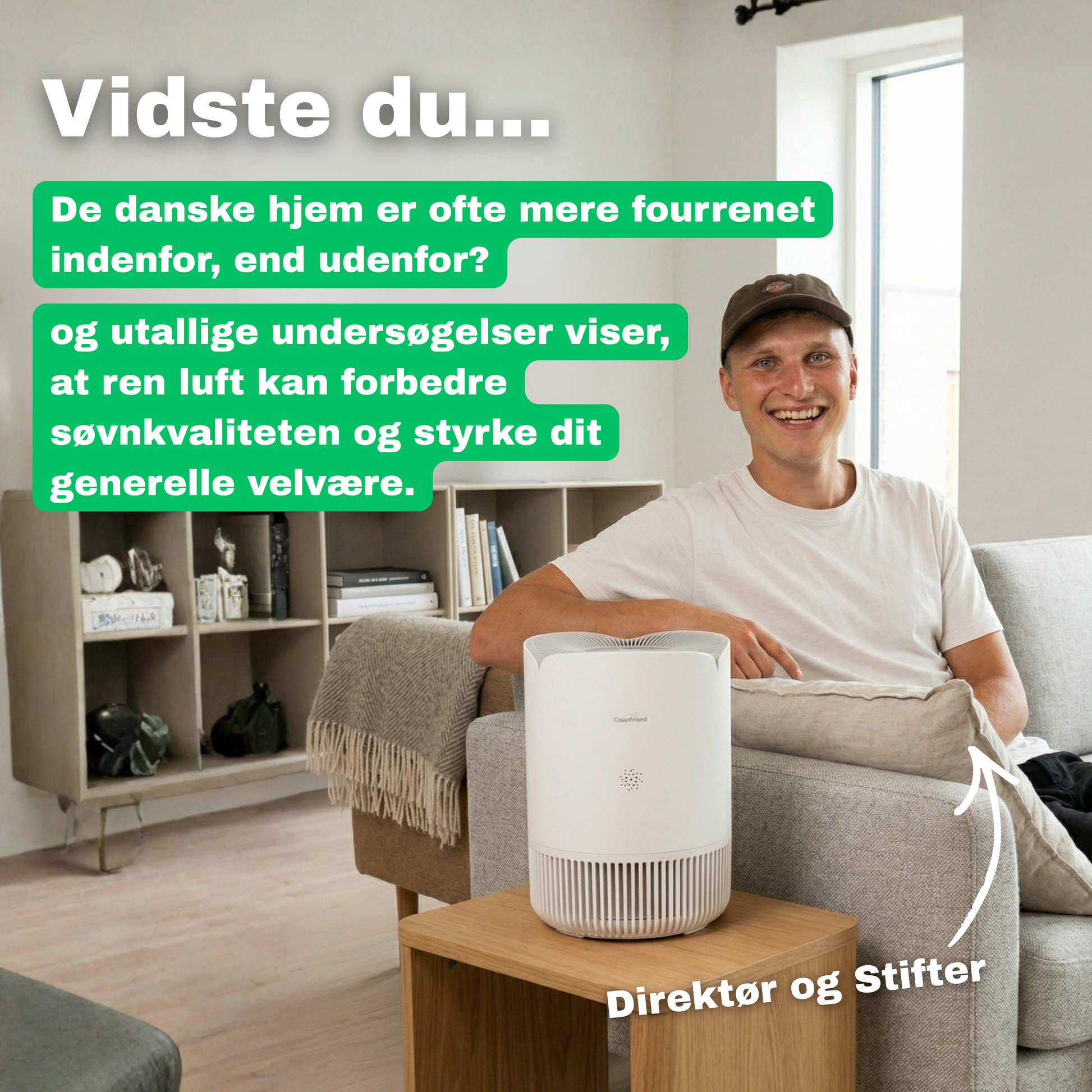 CleanFriend AirFlow30™ luftrenser – stille drift i soveværelset