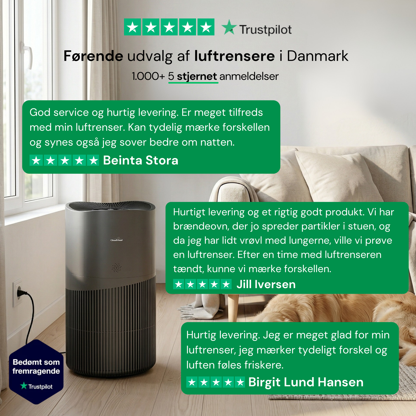 CleanFriend AirFlow70™ PRO luftrenser – i dansk hjem