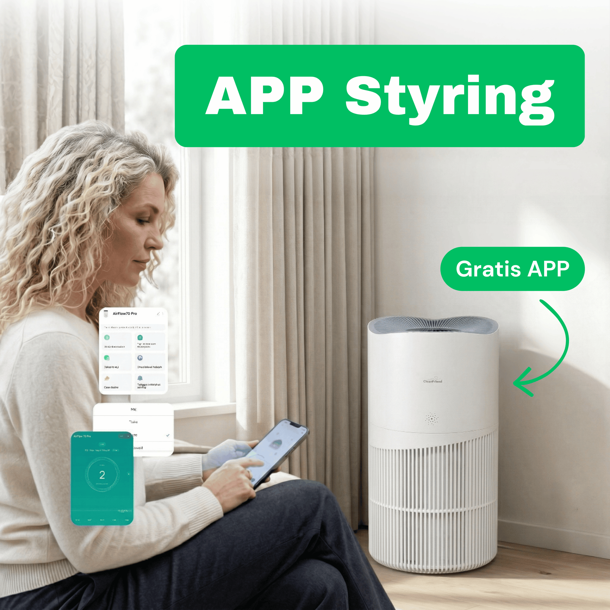 CleanFriend AirFlow70™ luftrenser – funktionsoversigt