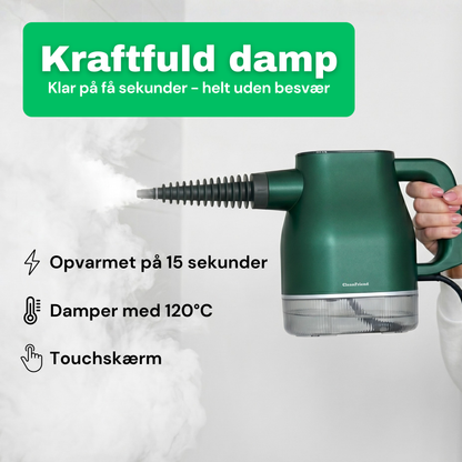 CleanFriend PureSteam™ damprenser – set i brug på hårdt gulv