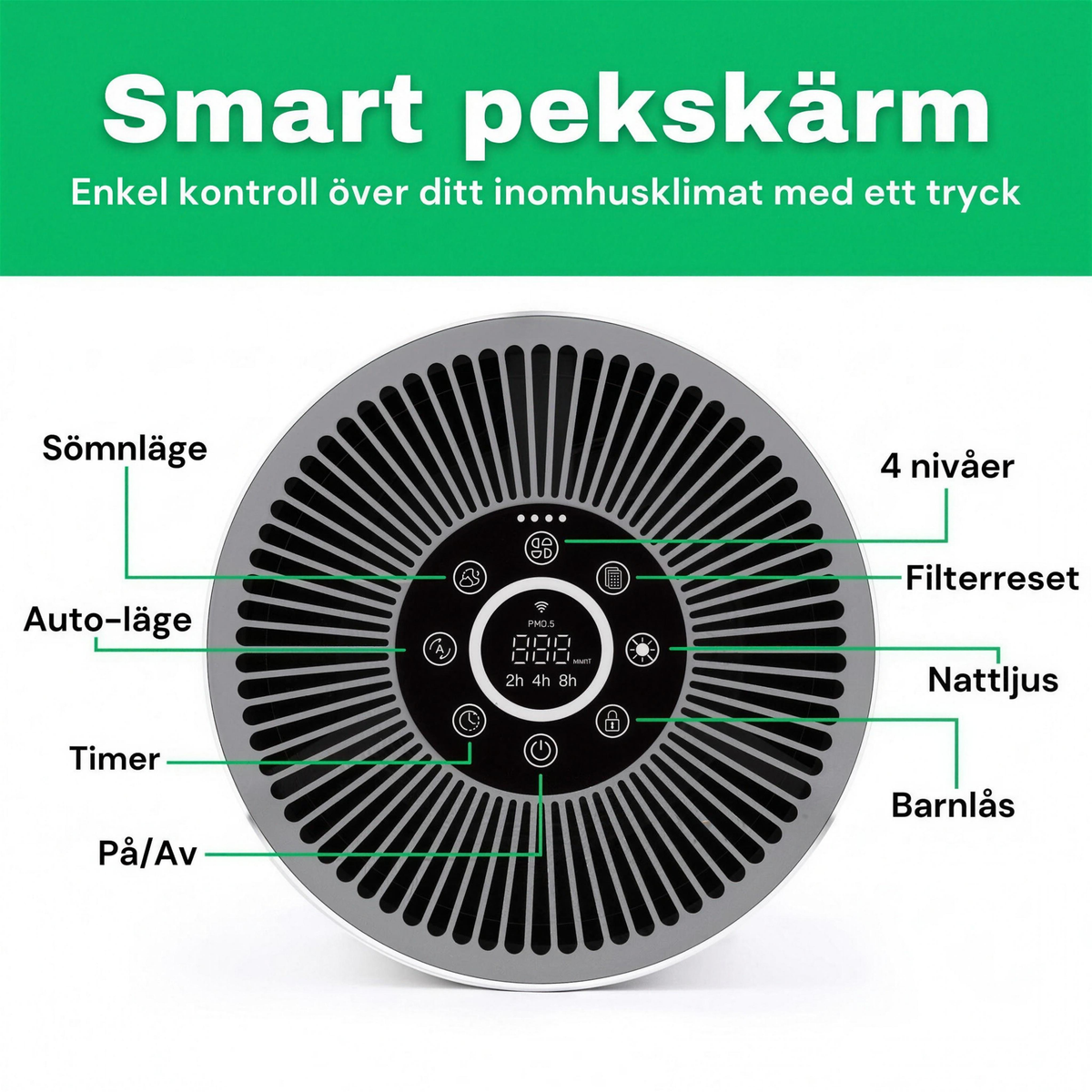 SE: Smart pekskärm på CleanFriend AirFlow30™ luftrenare