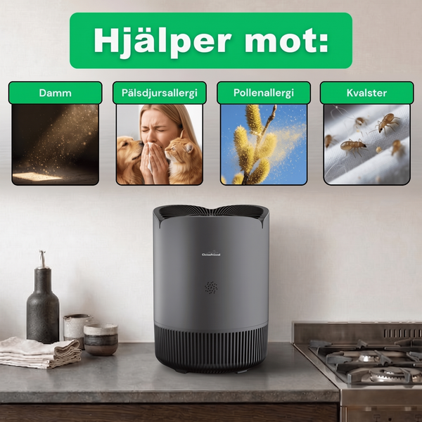 SE: CleanFriend AirFlow30™ PRO luftrenare hjälper mot damm, pälsdjursallergi, pollen och kvalster