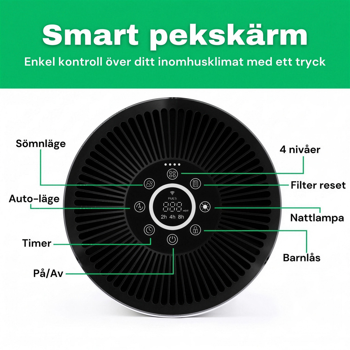 SE: Smart pekskärm på CleanFriend AirFlow30™ PRO luftrenare