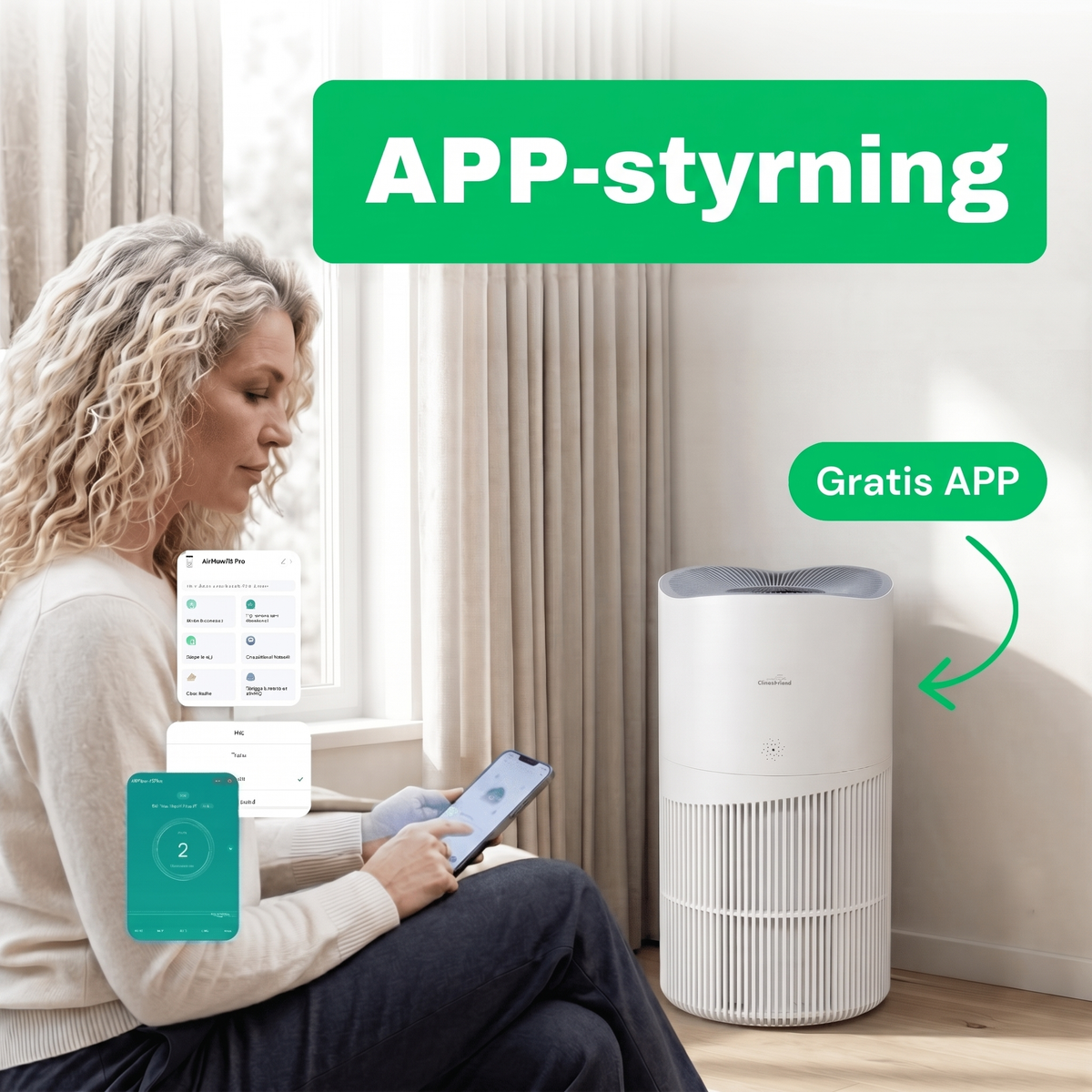 SE: APP-styrning av CleanFriend AirFlow70™ luftrenare