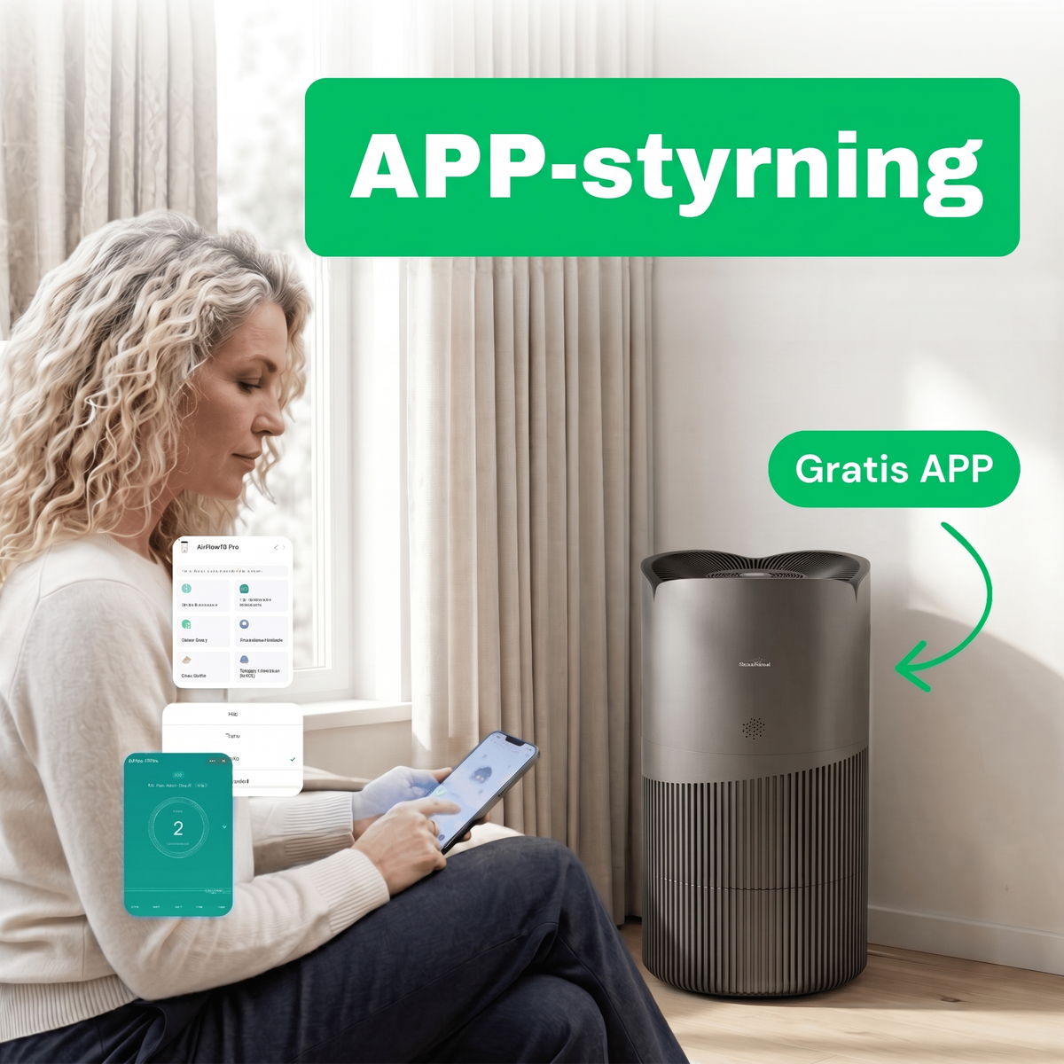 SE: APP-styrning av CleanFriend AirFlow70™ PRO luftrenare