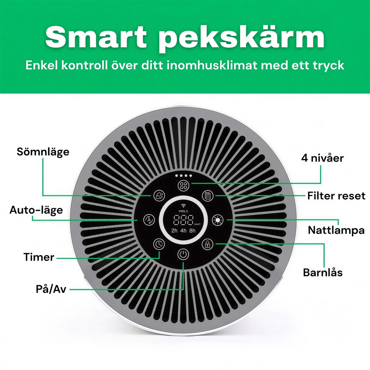 SE: Smart pekskärm på CleanFriend AirFlow70™ luftrenare