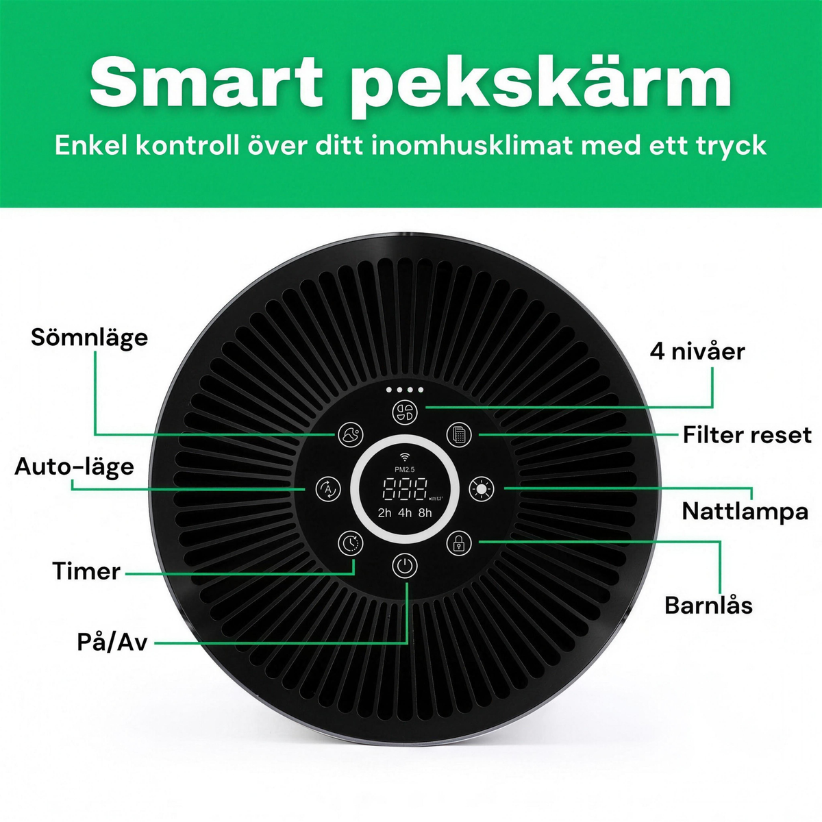 SE: Smart pekskärm på CleanFriend AirFlow70™ PRO luftrenare